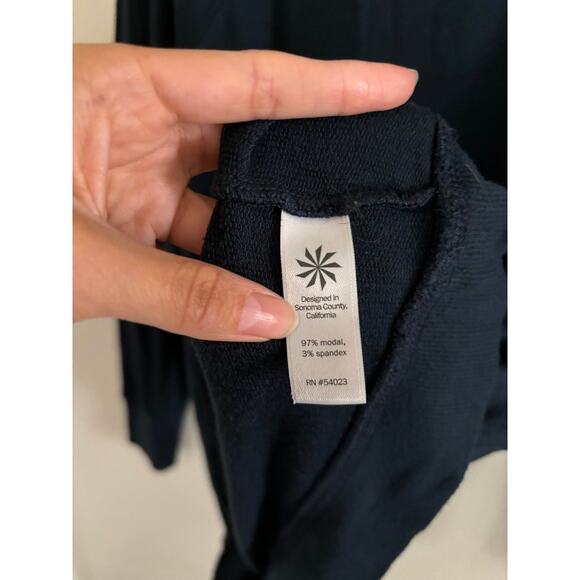 Athleta Sweatshirt Women's Medium Blue Criss Cross Pullover Relax Fit Crew Neck - Picture 5 of 7